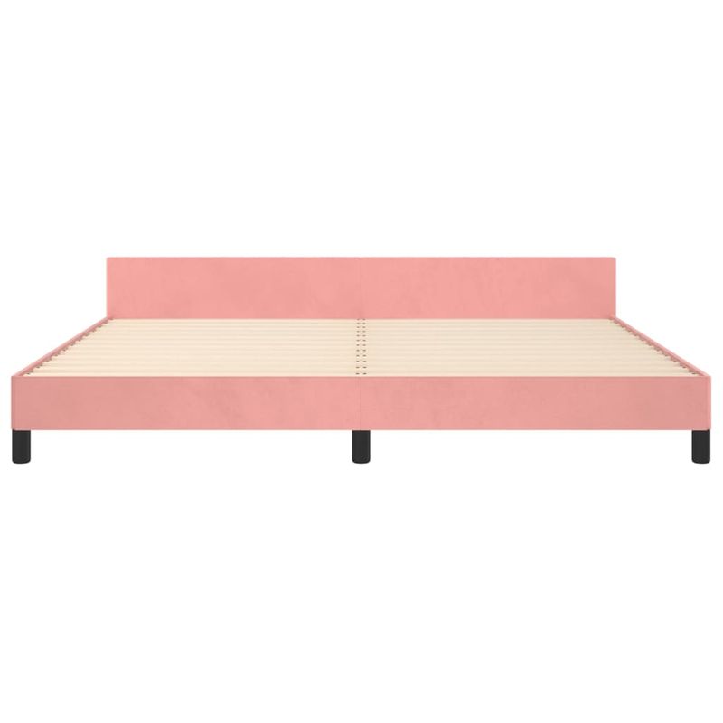 Casa si Gradina - Mobilier - Paturi si accesorii - Paturi - Cadru de pat cu tablie, roz, 200x200 cm, catifea - Infinity.ro