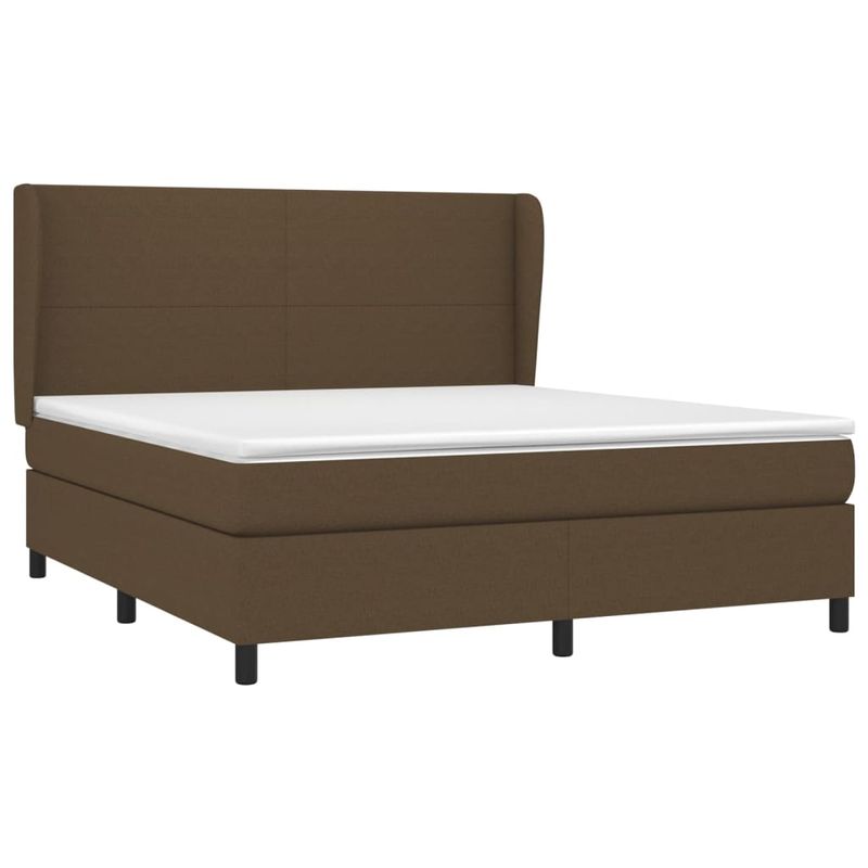 Casa si Gradina - Mobilier - Paturi si accesorii - Paturi - Pat box spring cu saltea, maro inchis, 160x200 cm, textil - Infinity.ro