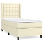 Casa si Gradina - Mobilier - Paturi si accesorii - Paturi - Pat box spring cu saltea, crem, 80x200 cm, piele ecologica - Infinity.ro