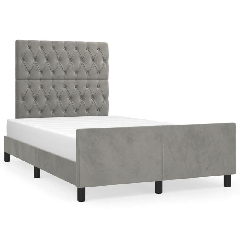 Casa si Gradina - Mobilier - Paturi si accesorii - Paturi - Cadru de pat cu tablie, gri deschis, 120x200 cm, catifea - Infinity.ro