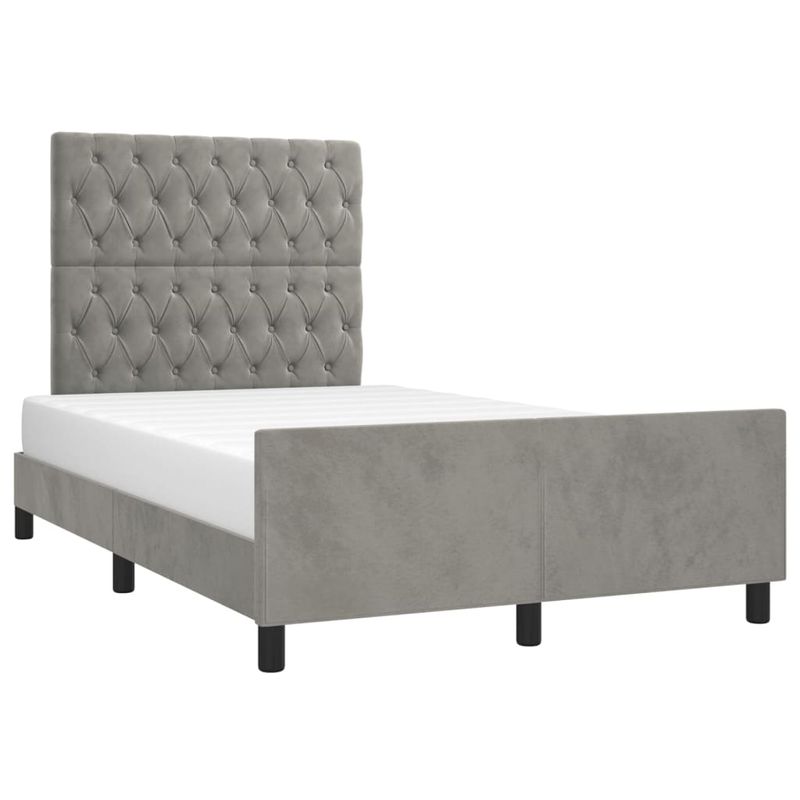 Casa si Gradina - Mobilier - Paturi si accesorii - Paturi - Cadru de pat cu tablie, gri deschis, 120x200 cm, catifea - Infinity.ro