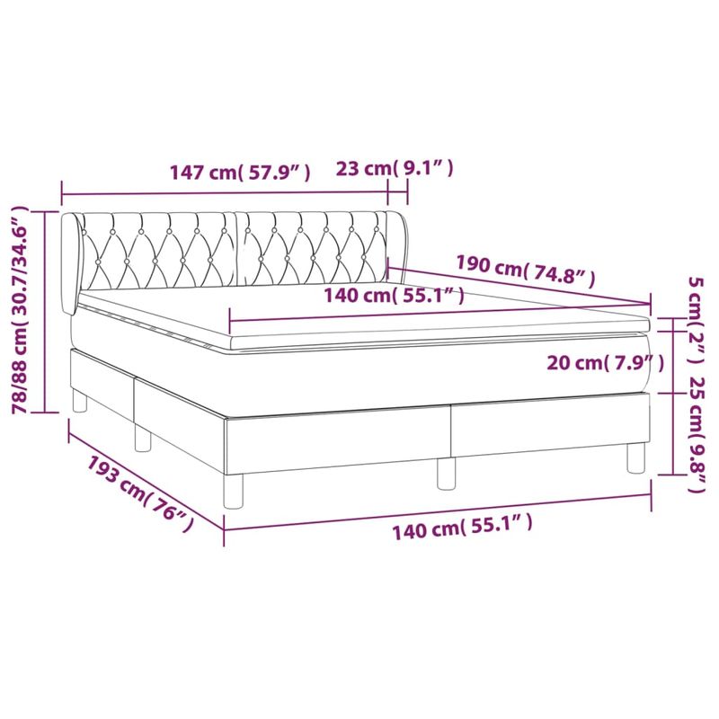 Casa si Gradina - Mobilier - Paturi si accesorii - Paturi - Pat box spring cu saltea, negru, 140x190 cm, catifea - Infinity.ro