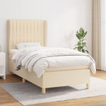 Casa si Gradina - Mobilier - Paturi si accesorii - Paturi - Pat box spring cu saltea, crem, 80x200 cm, textil - Infinity.ro