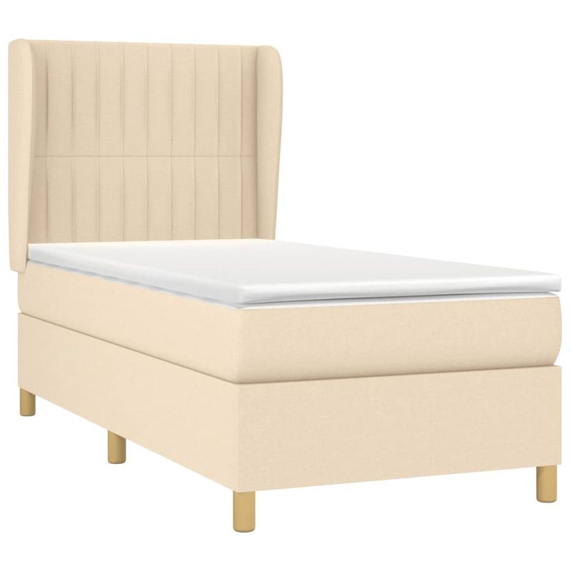 Casa si Gradina - Mobilier - Paturi si accesorii - Paturi - Pat box spring cu saltea, crem, 80x200 cm, textil - Infinity.ro