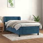 Casa si Gradina - Mobilier - Paturi si accesorii - Paturi - Pat box spring cu saltea, albastru inchis, 90x200 cm, catifea - Infinity.ro