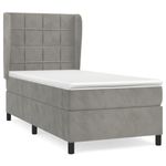 Casa si Gradina - Mobilier - Paturi si accesorii - Paturi - Pat box spring cu saltea, gri deschis, 90x200 cm, catifea - Infinity.ro