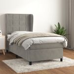 Casa si Gradina - Mobilier - Paturi si accesorii - Paturi - Pat box spring cu saltea, gri deschis, 90x200 cm, catifea - Infinity.ro