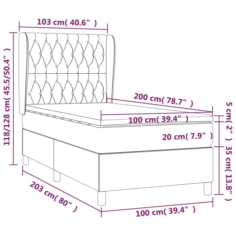 Casa si Gradina - Mobilier - Paturi si accesorii - Paturi - Pat box spring cu saltea, gri taupe, 100x200 cm, textil - Infinity.ro