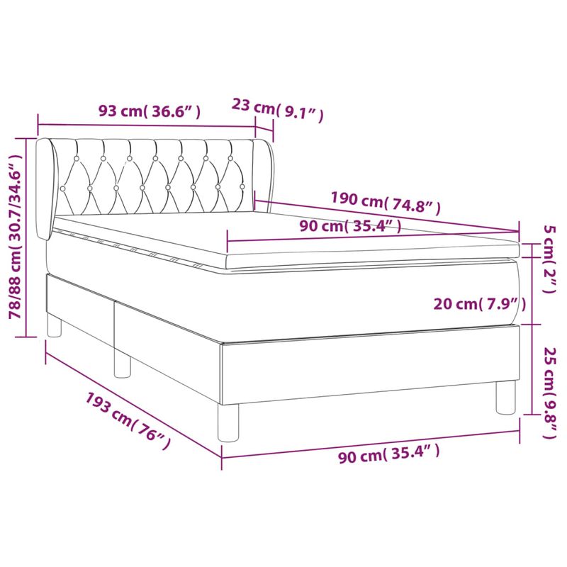 Casa si Gradina - Mobilier - Paturi si accesorii - Paturi - Pat box spring cu saltea, roz, 90x190 cm, catifea - Infinity.ro