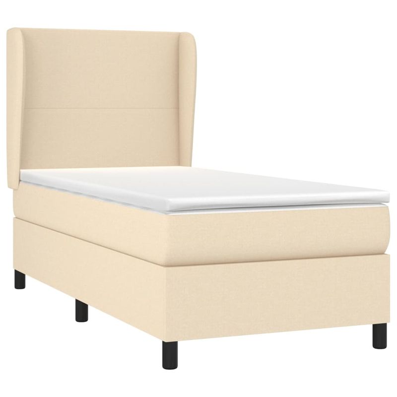 Casa si Gradina - Mobilier - Paturi si accesorii - Paturi - Pat box spring cu saltea, crem, 90x200 cm, textil - Infinity.ro