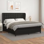 Casa si Gradina - Mobilier - Paturi si accesorii - Paturi - Pat box spring cu saltea, negru, 180x200 cm, piele ecologica - Infinity.ro