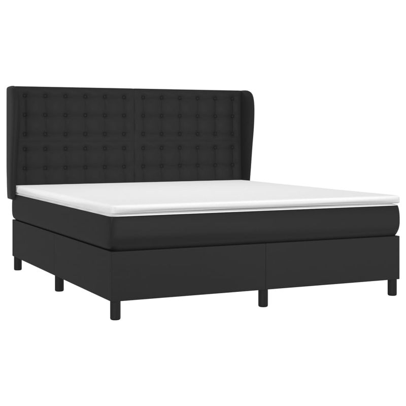 Casa si Gradina - Mobilier - Paturi si accesorii - Paturi - Pat box spring cu saltea, negru, 180x200 cm, piele ecologica - Infinity.ro