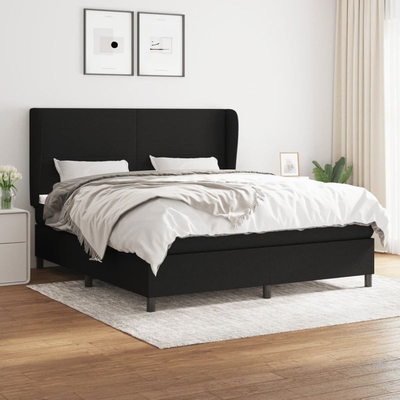 Casa si Gradina - Mobilier - Paturi si accesorii - Paturi - Pat box spring cu saltea, negru, 180x200 cm, catifea - Infinity.ro