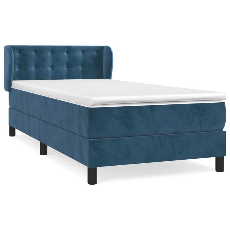 Casa si Gradina - Mobilier - Paturi si accesorii - Paturi - Pat box spring cu saltea, albastru inchis, 100x200 cm, catifea - Infinity.ro