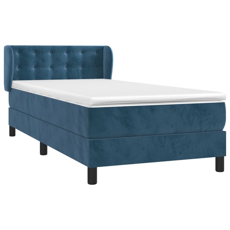 Casa si Gradina - Mobilier - Paturi si accesorii - Paturi - Pat box spring cu saltea, albastru inchis, 100x200 cm, catifea - Infinity.ro