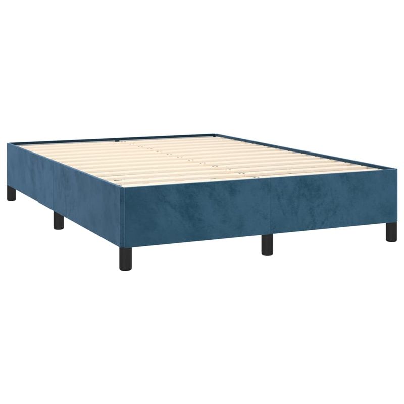 Casa si Gradina - Mobilier - Paturi si accesorii - Paturi - Pat box spring cu saltea, albastru inchis, 140x200 cm, catifea - Infinity.ro