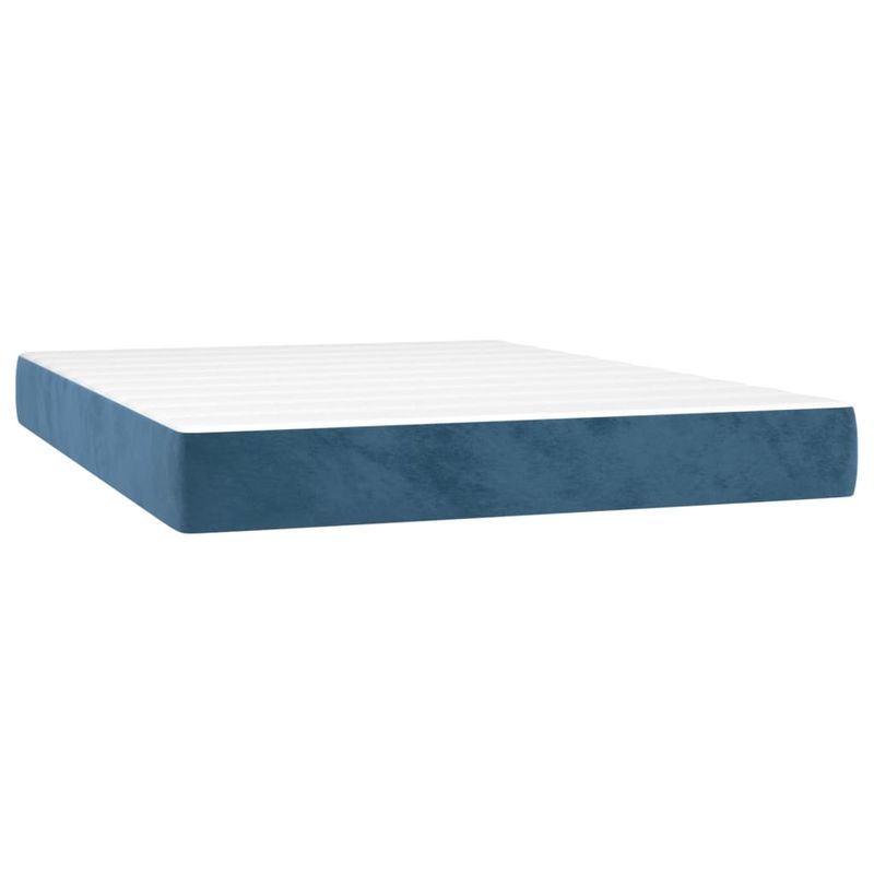 Casa si Gradina - Mobilier - Paturi si accesorii - Paturi - Pat box spring cu saltea, albastru inchis, 140x200 cm, catifea - Infinity.ro