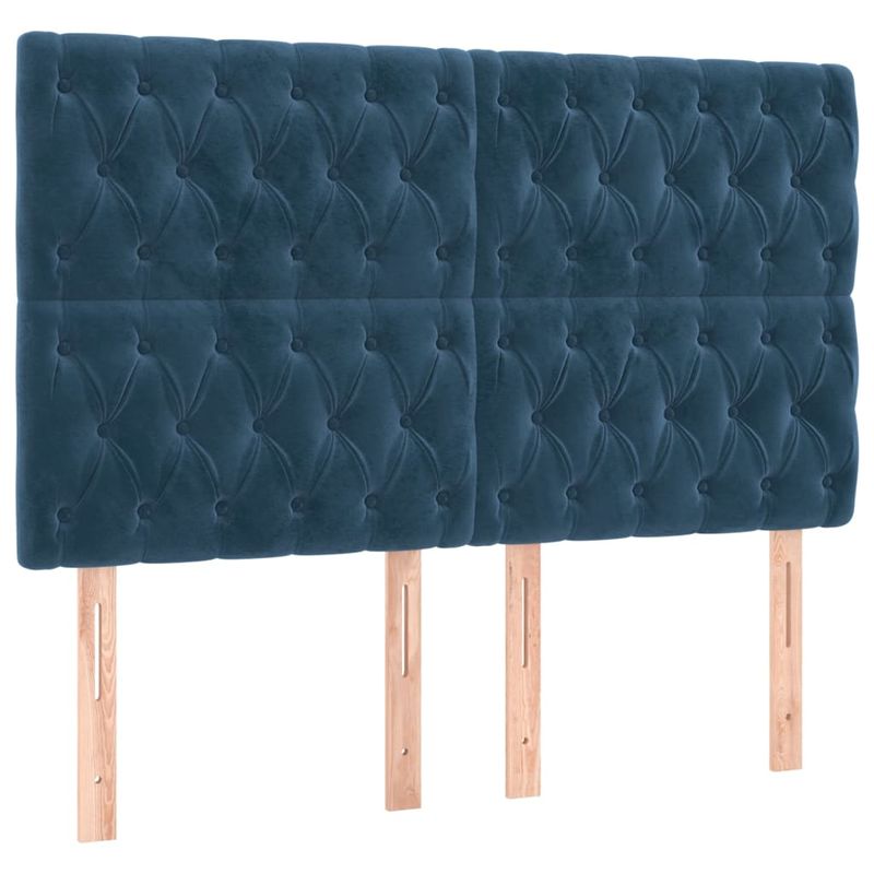Casa si Gradina - Mobilier - Paturi si accesorii - Paturi - Pat box spring cu saltea, albastru inchis, 140x200 cm, catifea - Infinity.ro