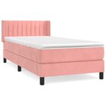 Casa si Gradina - Mobilier - Paturi si accesorii - Paturi - Pat box spring cu saltea, roz, 100x200 cm, catifea - Infinity.ro