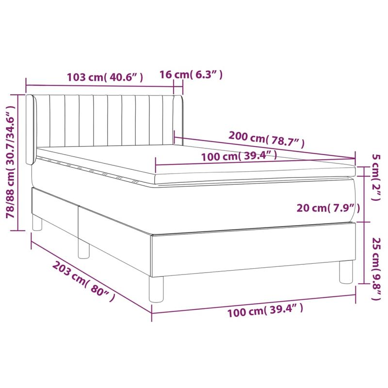 Casa si Gradina - Mobilier - Paturi si accesorii - Paturi - Pat box spring cu saltea, roz, 100x200 cm, catifea - Infinity.ro