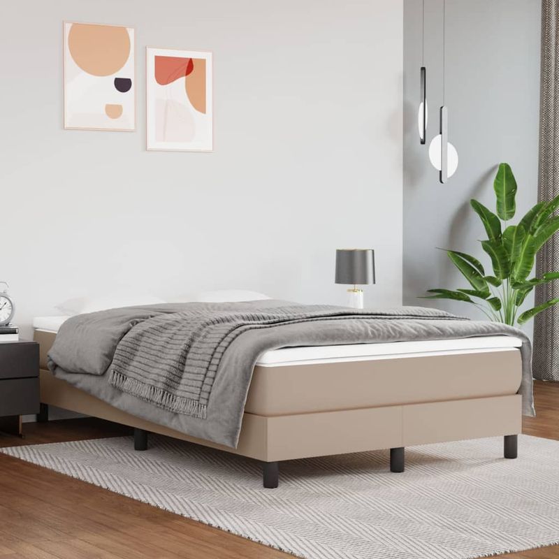 Casa si Gradina - Mobilier - Paturi si accesorii - Paturi - Cadru de pat box spring, cappuccino, 120x200cm, piele ecologica, înălțime 25 cm - Infinity.ro