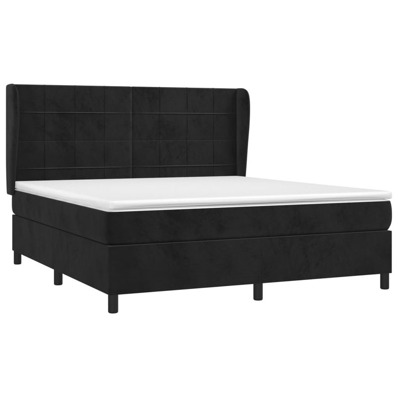 Casa si Gradina - Mobilier - Paturi si accesorii - Paturi - Pat box spring cu saltea, negru, 180x200 cm, catifea - Infinity.ro