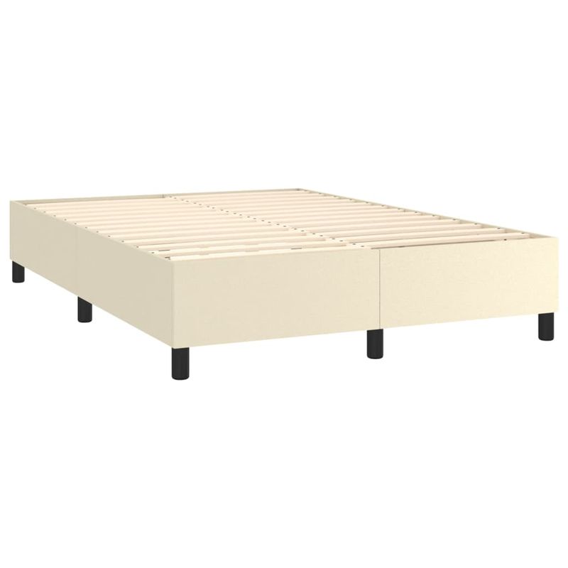 Casa si Gradina - Mobilier - Paturi si accesorii - Paturi - Pat box spring cu saltea, crem, 140x190 cm, piele ecologica - Infinity.ro