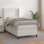 Casa si Gradina - Mobilier - Paturi si accesorii - Paturi - Pat box spring cu saltea, alb, 90x200 cm, piele ecologica - Infinity.ro