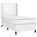 Casa si Gradina - Mobilier - Paturi si accesorii - Paturi - Pat box spring cu saltea, alb, 90x200 cm, piele ecologica - Infinity.ro