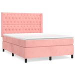 Casa si Gradina - Mobilier - Paturi si accesorii - Paturi - Pat box spring cu saltea, roz, 140x190 cm, catifea - Infinity.ro