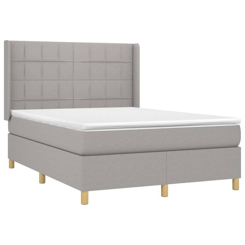 Casa si Gradina - Mobilier - Paturi si accesorii - Paturi - Pat continental, gri deschis, 140x200 cm, material textil - Infinity.ro