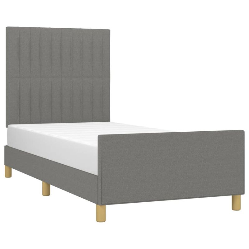 Casa si Gradina - Mobilier - Paturi si accesorii - Paturi - Cadru de pat cu tablie, gri inchis, 100x200 cm, textil - Infinity.ro