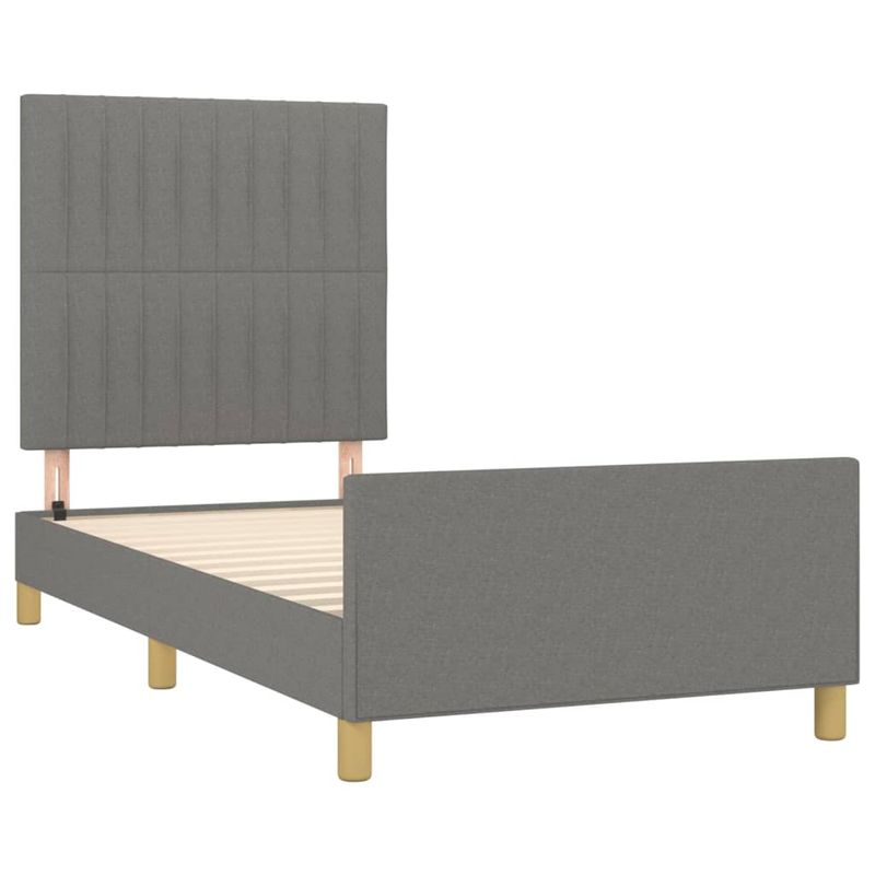 Casa si Gradina - Mobilier - Paturi si accesorii - Paturi - Cadru de pat cu tablie, gri inchis, 100x200 cm, textil - Infinity.ro