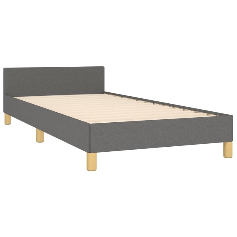 Casa si Gradina - Mobilier - Paturi si accesorii - Paturi - Cadru de pat cu tablie, gri inchis, 100x200 cm, textil - Infinity.ro