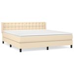 Casa si Gradina - Mobilier - Paturi si accesorii - Paturi - Pat box spring cu saltea, crem, 160x200 cm, material textil - Infinity.ro