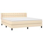 Casa si Gradina - Mobilier - Paturi si accesorii - Paturi - Pat box spring cu saltea, crem, 160x200 cm, material textil - Infinity.ro