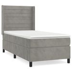 Casa si Gradina - Mobilier - Paturi si accesorii - Paturi - Pat box spring cu saltea, gri deschis, 90x190 cm, catifea - Infinity.ro