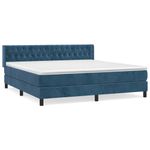 Casa si Gradina - Mobilier - Paturi si accesorii - Paturi - Pat box spring cu saltea, albastru inchis, 160x200 cm, catifea - Infinity.ro