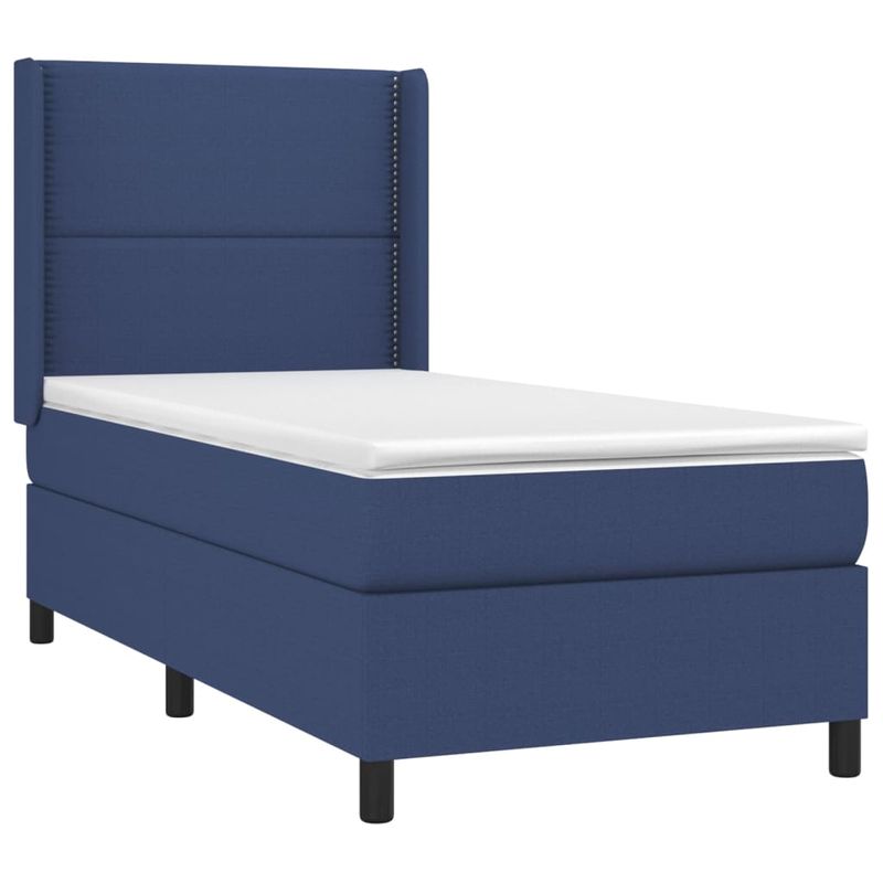 Casa si Gradina - Mobilier - Paturi si accesorii - Paturi - Pat box spring cu saltea, albastru, 90x190 cm, textil - Infinity.ro