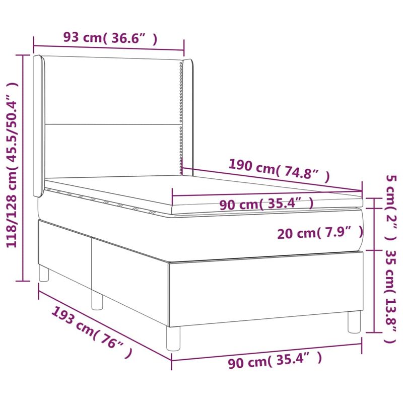 Casa si Gradina - Mobilier - Paturi si accesorii - Paturi - Pat box spring cu saltea, albastru, 90x190 cm, textil - Infinity.ro