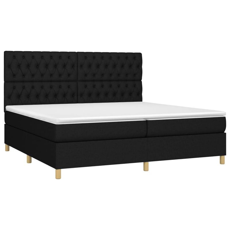 Casa si Gradina - Mobilier - Paturi si accesorii - Paturi - Pat cu arcuri, saltea si LED, negru, 200x200 cm, textil - Infinity.ro