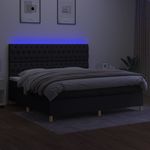 Casa si Gradina - Mobilier - Paturi si accesorii - Paturi - Pat cu arcuri, saltea si LED, negru, 200x200 cm, textil - Infinity.ro