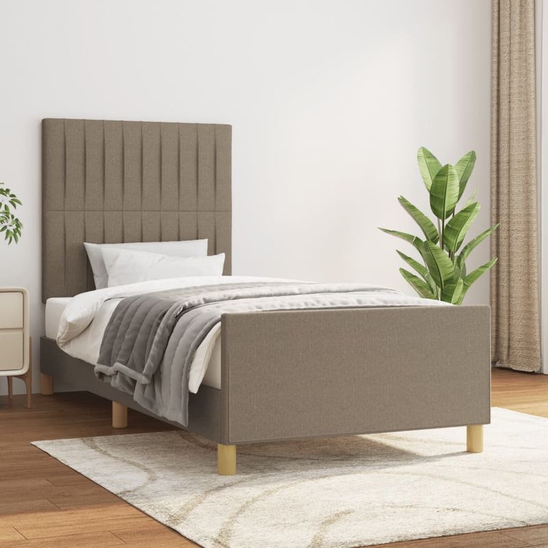 Casa si Gradina - Mobilier - Paturi si accesorii - Paturi - Cadru de pat cu tablie, gri taupe, 80x200 cm, textil - Infinity.ro