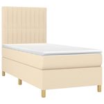 Casa si Gradina - Mobilier - Paturi si accesorii - Paturi - Pat cu arcuri, saltea si LED, crem, 80x200 cm, textil - Infinity.ro