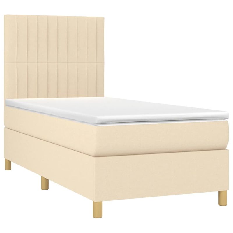 Casa si Gradina - Mobilier - Paturi si accesorii - Paturi - Pat cu arcuri, saltea si LED, crem, 80x200 cm, textil - Infinity.ro