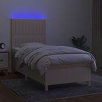 Casa si Gradina - Mobilier - Paturi si accesorii - Paturi - Pat cu arcuri, saltea si LED, crem, 80x200 cm, textil - Infinity.ro