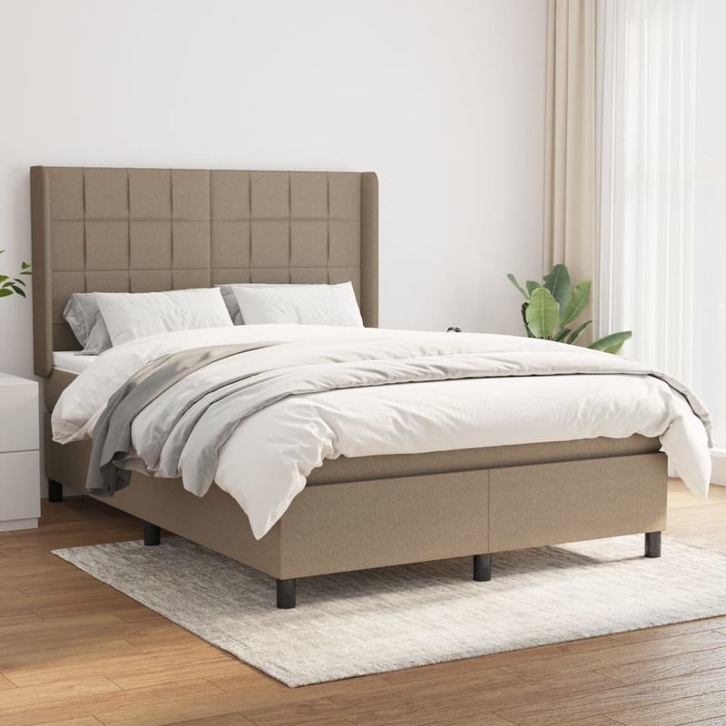 Casa si Gradina - Mobilier - Paturi si accesorii - Paturi - Pat continental cu saltea gri taupe 140x200 cm material textil - Infinity.ro