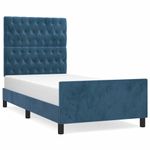 Casa si Gradina - Mobilier - Paturi si accesorii - Paturi - Cadru de pat cu tablie, albastru inchis, 90x190 cm, catifea - Infinity.ro