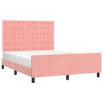 Casa si Gradina - Mobilier - Paturi si accesorii - Paturi - Cadru de pat cu tablie, roz, 140x200 cm, catifea - Infinity.ro