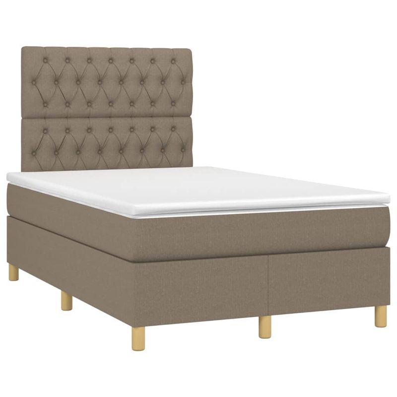Casa si Gradina - Mobilier - Paturi si accesorii - Paturi - Pat cu arcuri, saltea si LED, gri taupe, 120x200 cm, textil - Infinity.ro